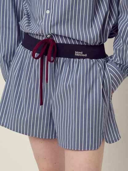 COTTON SHORTS STRIPE CONTRAST WAISTBAND