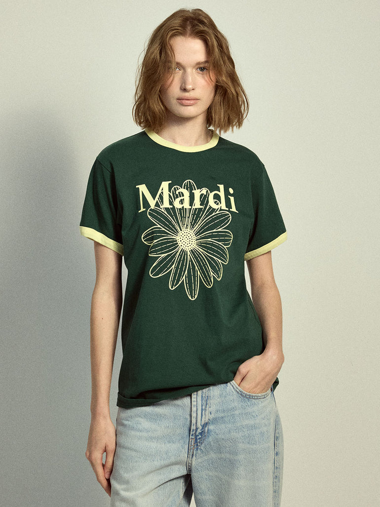 SLIM RINGER TSHIRT FLOWERMARDI
