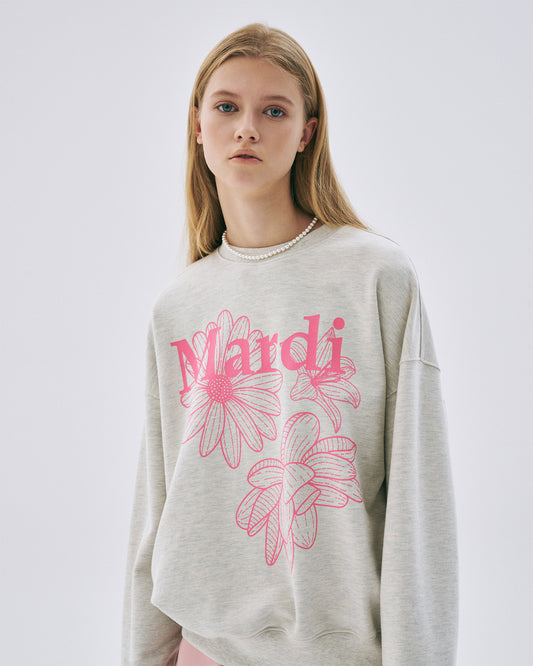 SWEATSHIRT TRIPLE FLOWER-OATMEAL PEONY