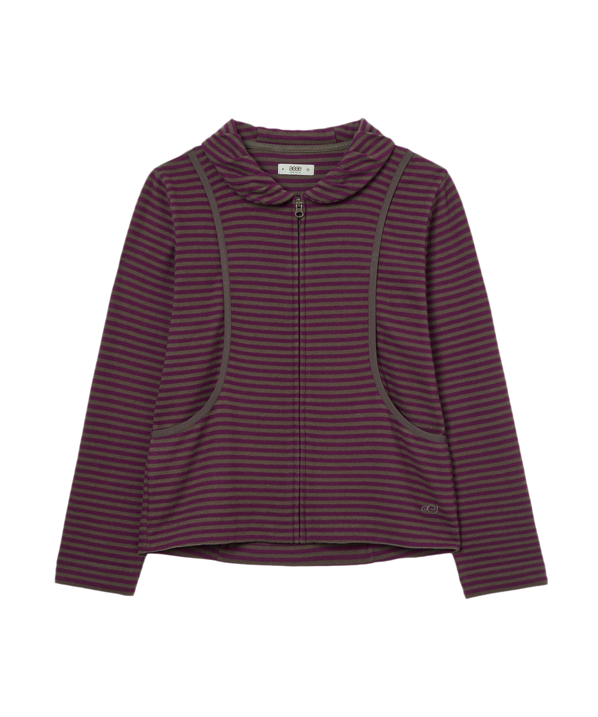 SHAWL COLLAR STRIPE ZIP UP