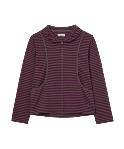 SHAWL COLLAR STRIPE ZIP UP