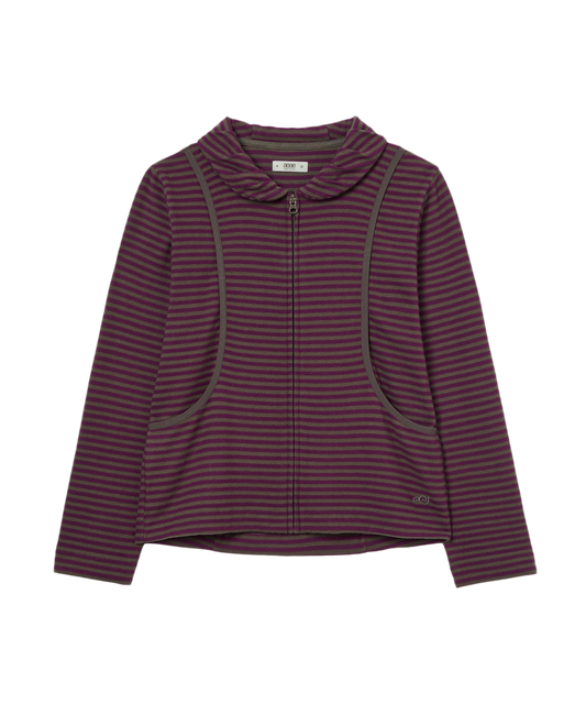 SHAWL COLLAR STRIPE ZIP UP