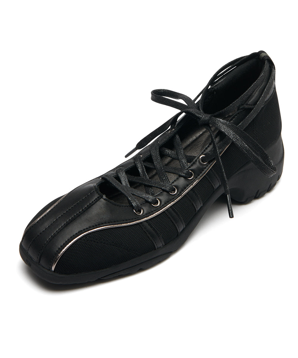 BLISS HEEL LACEUP SNEAKERS-BLACK