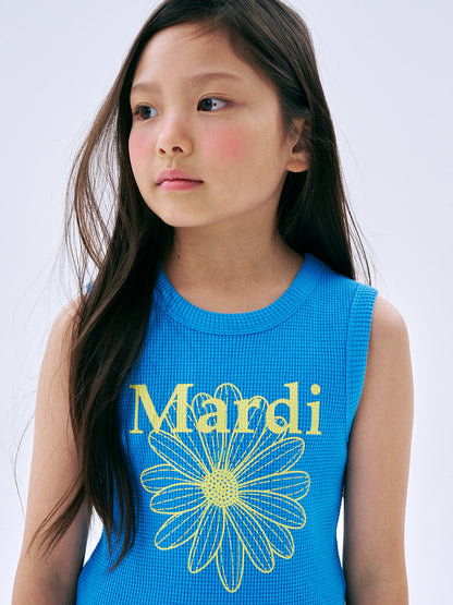 KIDS WAFFLE SLEEVELESS FLOWERMARDI FRILL