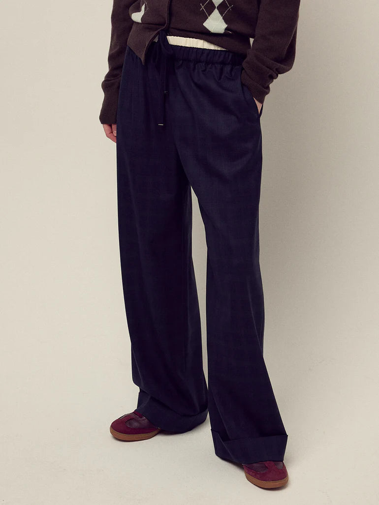 WOOL TURN UP PANTS
