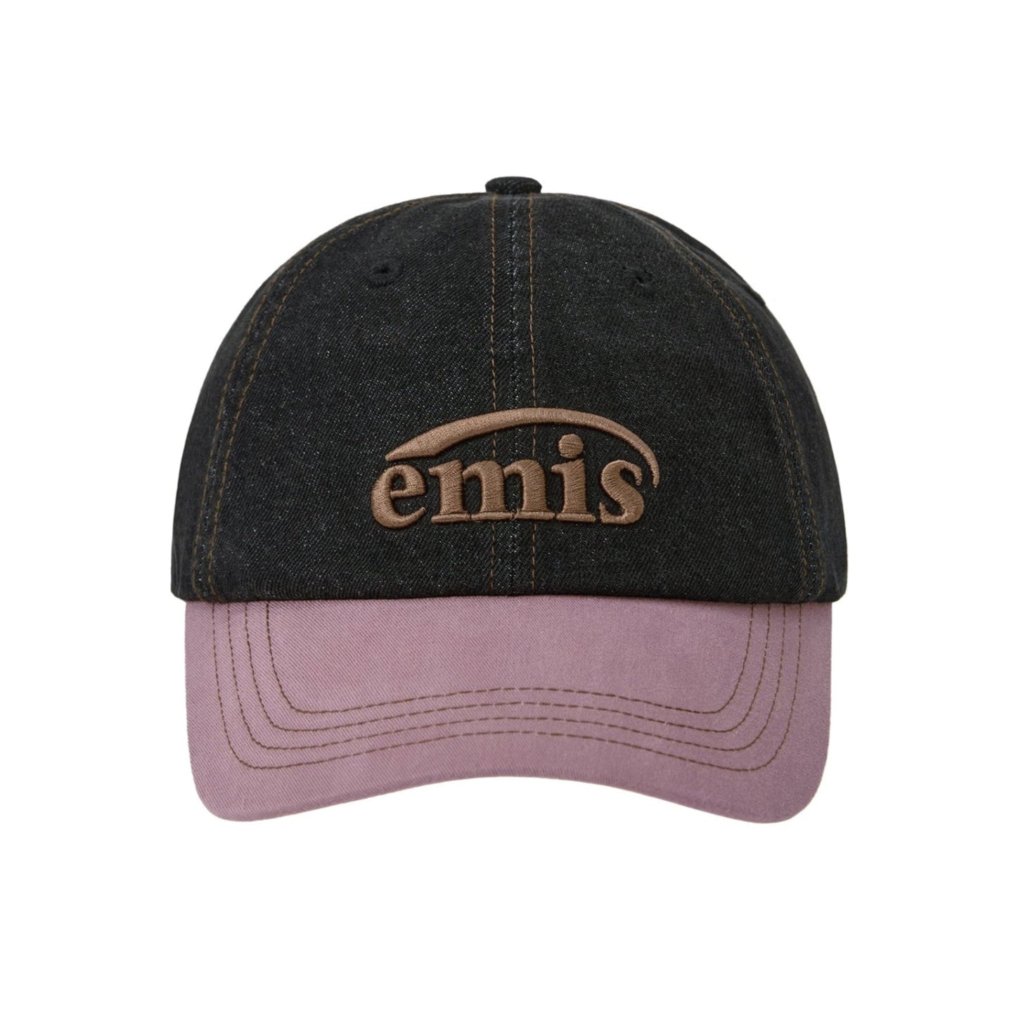 WASHED DENIM BALL CAP-GRAY/PINK