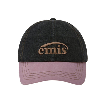 WASHED DENIM BALL CAP-GRAY/PINK