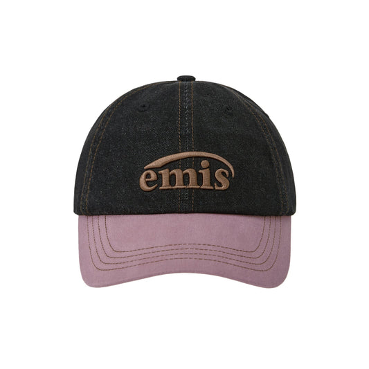 WASHED DENIM BALL CAP-GRAY/PINK