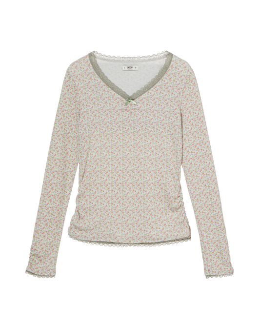 FLOWER V NECK TEE