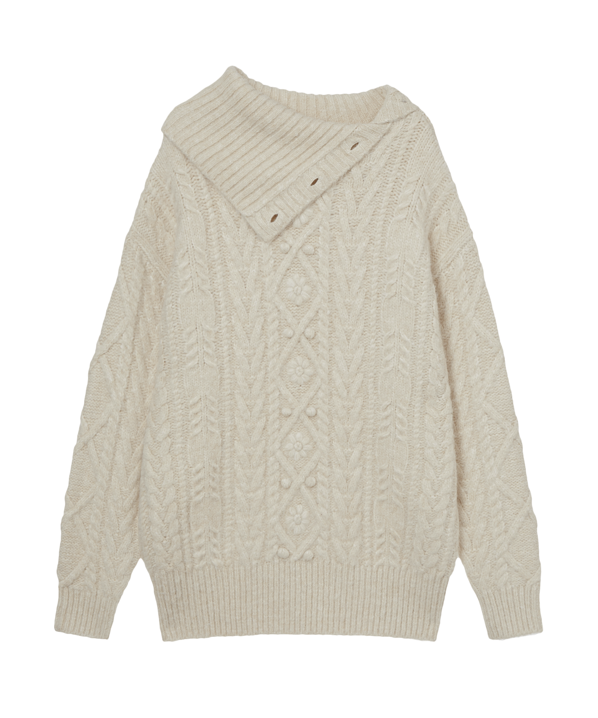 HIGH NECK CABLE KNIT