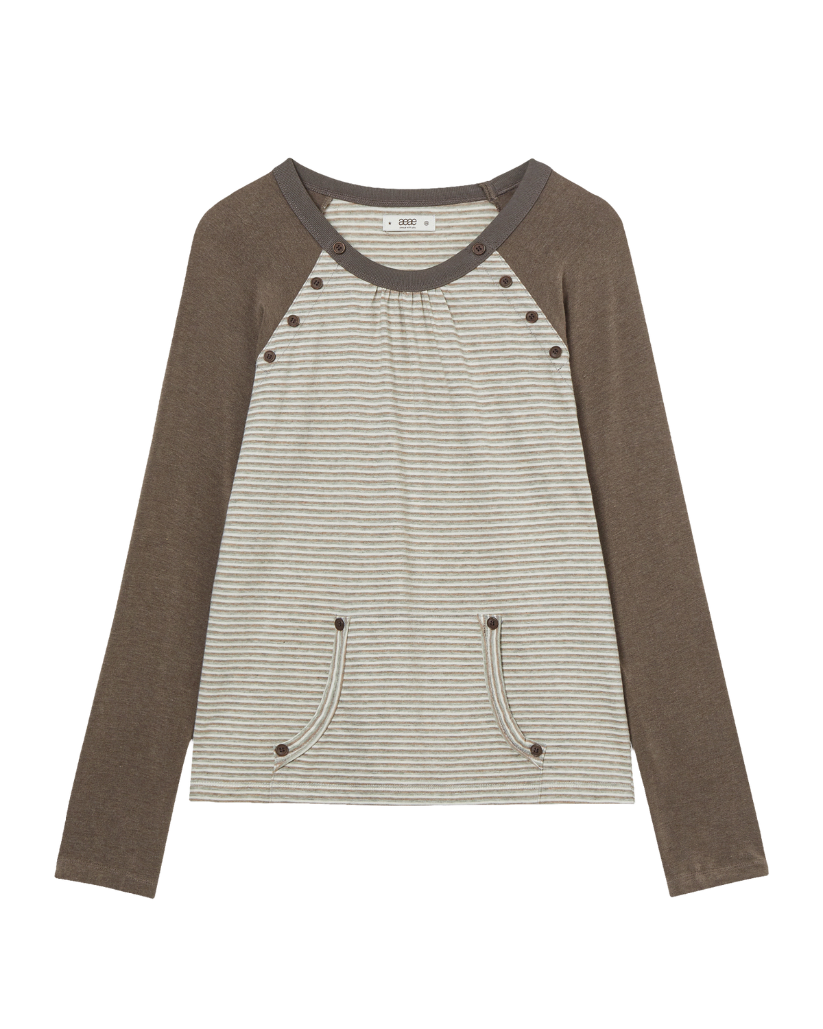 BUTTON SHIRRING POCKET TEE