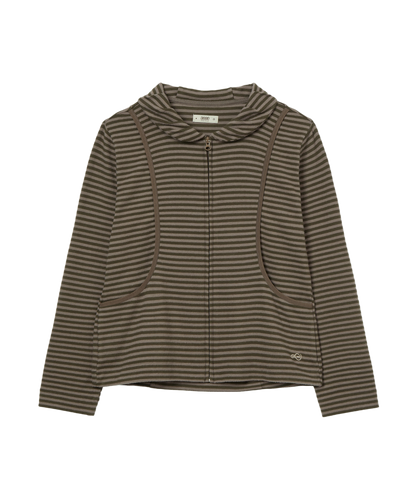 SHAWL COLLAR STRIPE ZIP UP