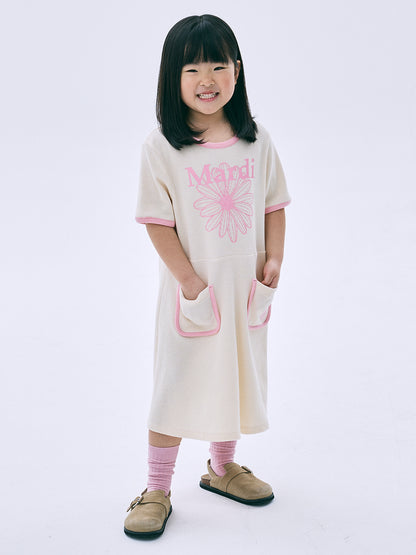 KIDS WAFFLE FLARE DRESS FLOWERMARDI