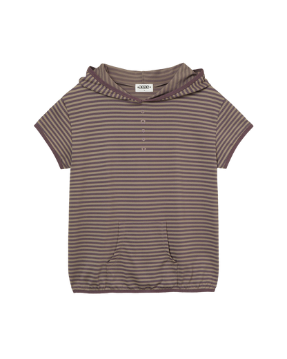 STRIPE HALF SLEEVE HOODIE
