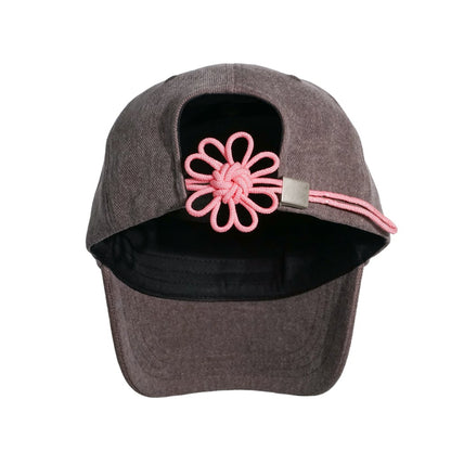 DENIM FLOWER KNOT CAP