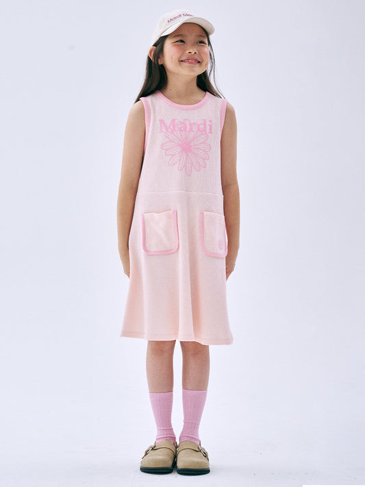 KIDS WAFFLE FLARE DRESS SLEEVELESS FLOWERMARDI