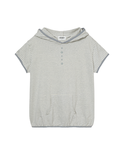 STRIPE HALF SLEEVE HOODIE