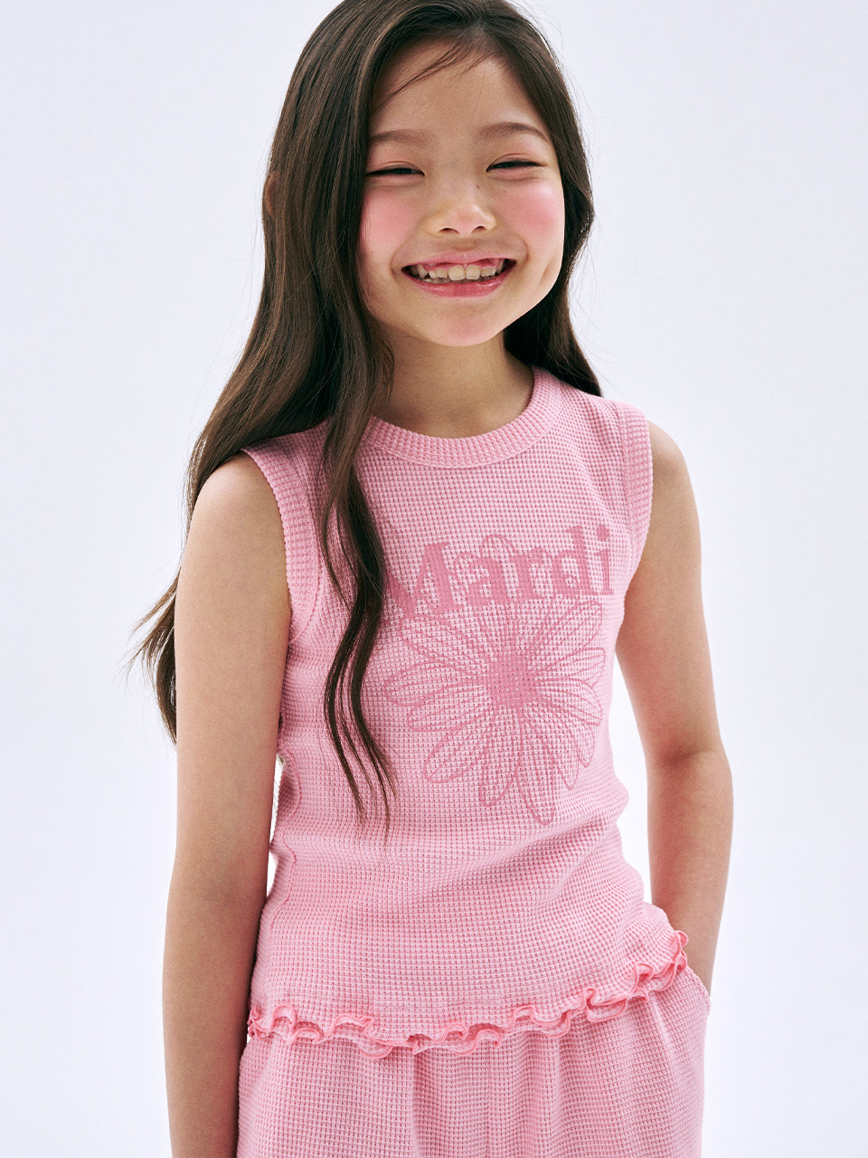 KIDS WAFFLE SLEEVELESS FLOWERMARDI FRILL