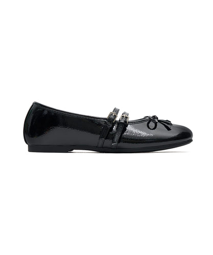 SQUARE TOE TWO STRAP MARYJANES(ENAMEL)-BLACK