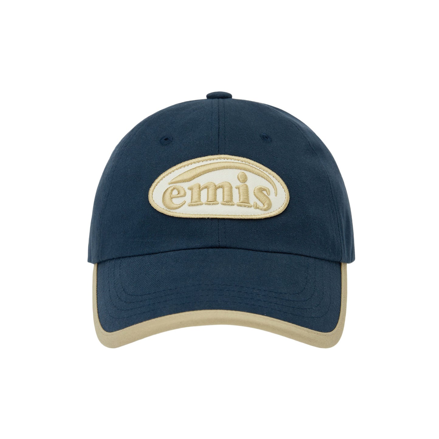 BEIGE TRIMMING BALL CAP-NAVY