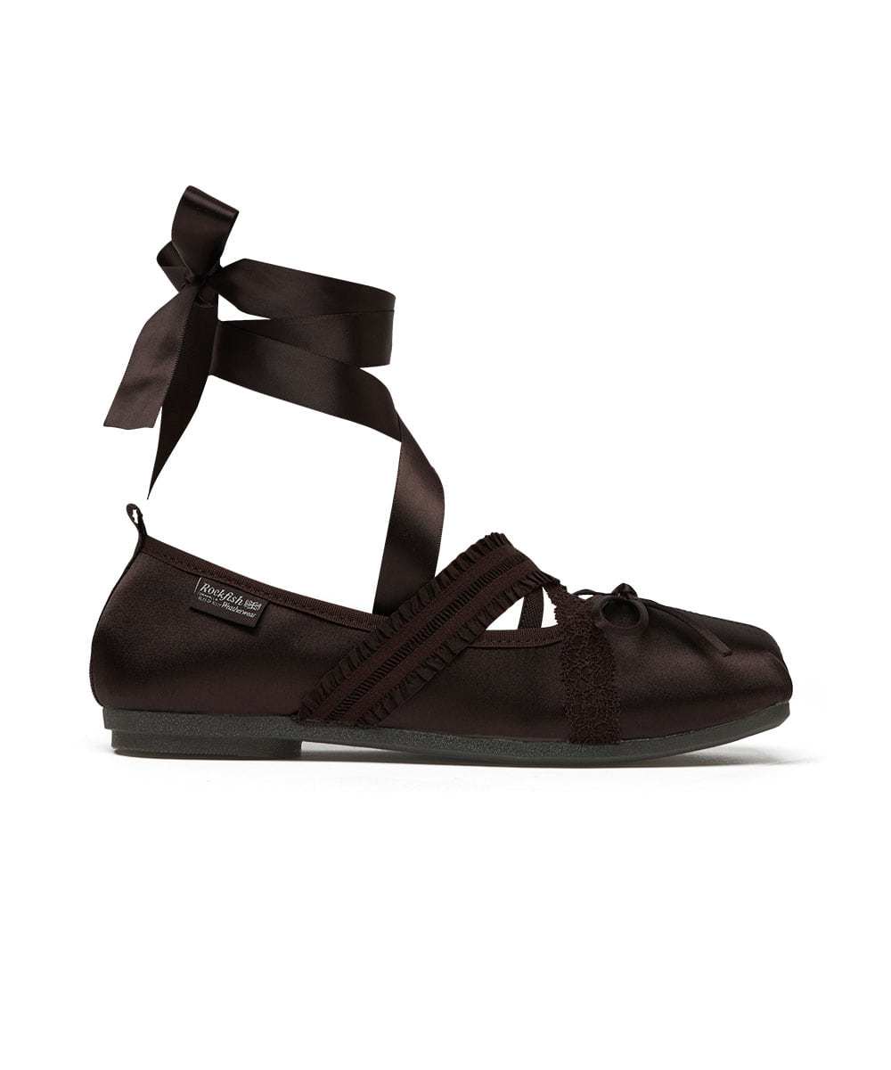 BANDING BALLET FLATS-BROWN