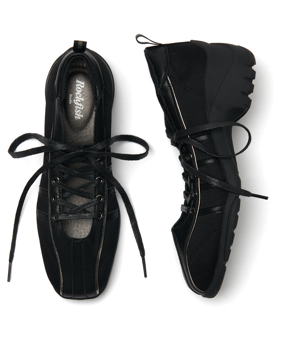 BLISS HEEL LACEUP SNEAKERS-BLACK