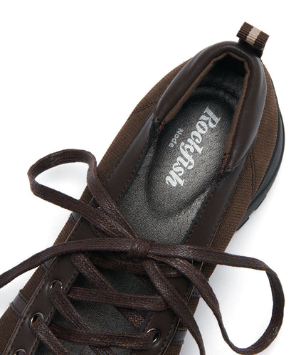 BLISS HEEL LACEUP SNEAKERS-CHOCO