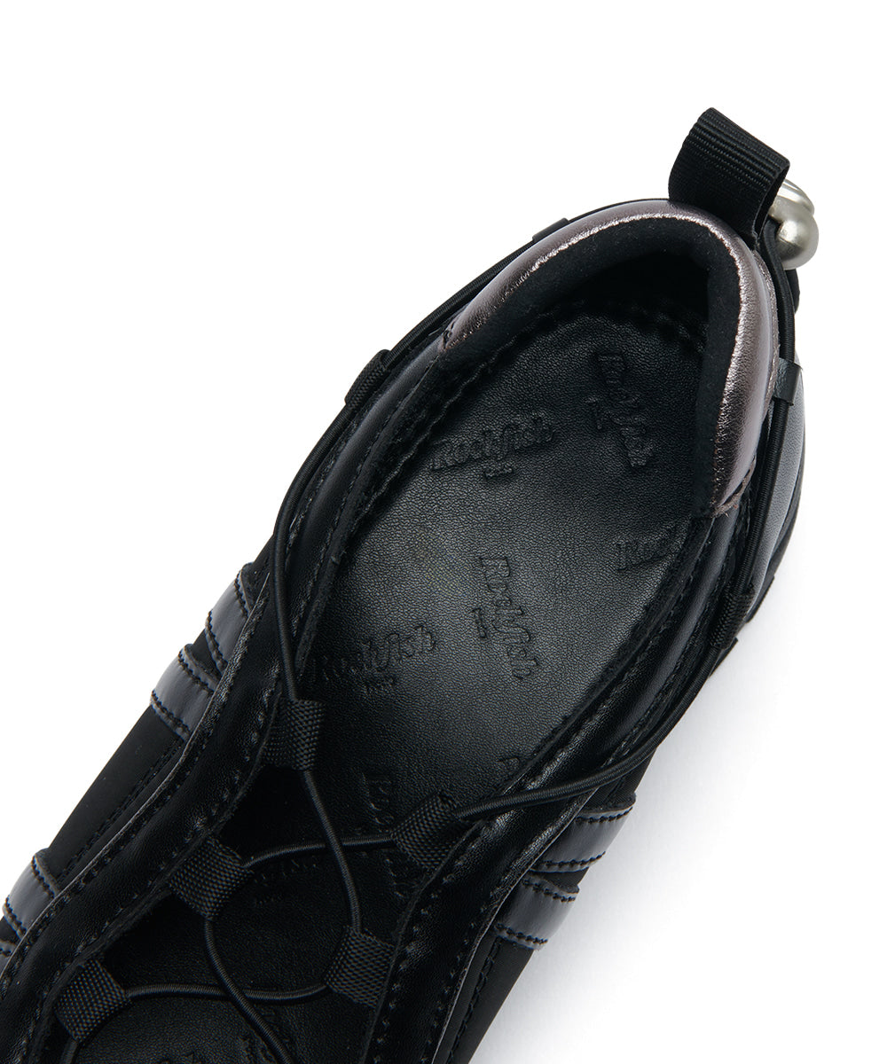 BLISS HEEL STRING SNEAKERS-BLACK