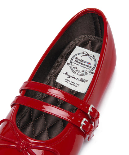 SQUARE TOE TWO STRAP MARYJANES(ENAMEL)-RED