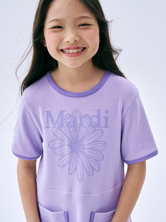 KIDS WAFFLE FLARE DRESS FLOWERMARDI