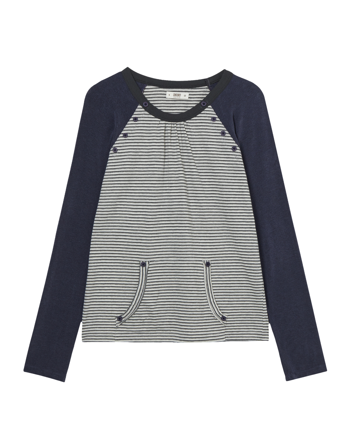 BUTTON SHIRRING POCKET TEE