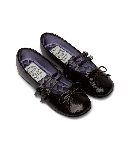 SQUARE TOE TWO STRAP MARYJANES(ENAMEL)-BROWN