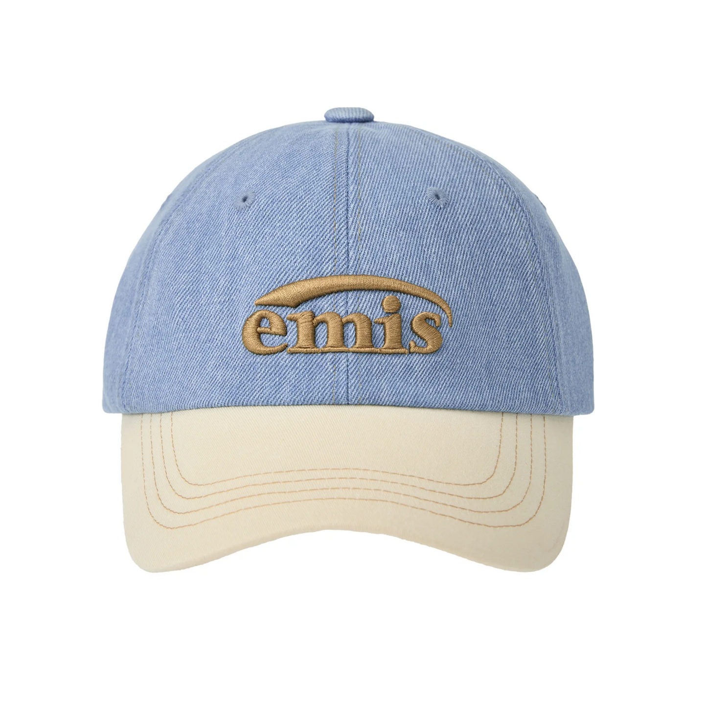 WASHED DENIM BALL CAP-LIGHT BLUE DENIM/CREAM