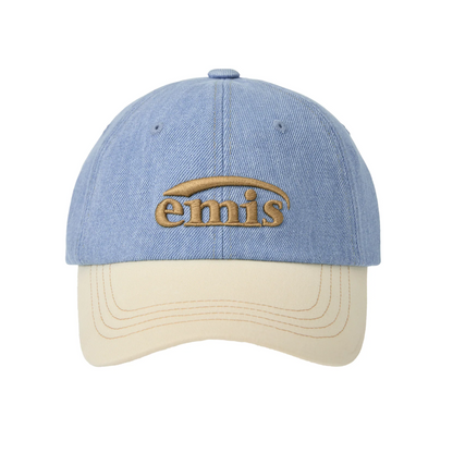 WASHED DENIM BALL CAP-LIGHT BLUE DENIM/CREAM