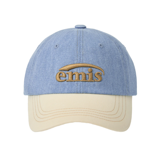 WASHED DENIM BALL CAP-LIGHT BLUE DENIM/CREAM
