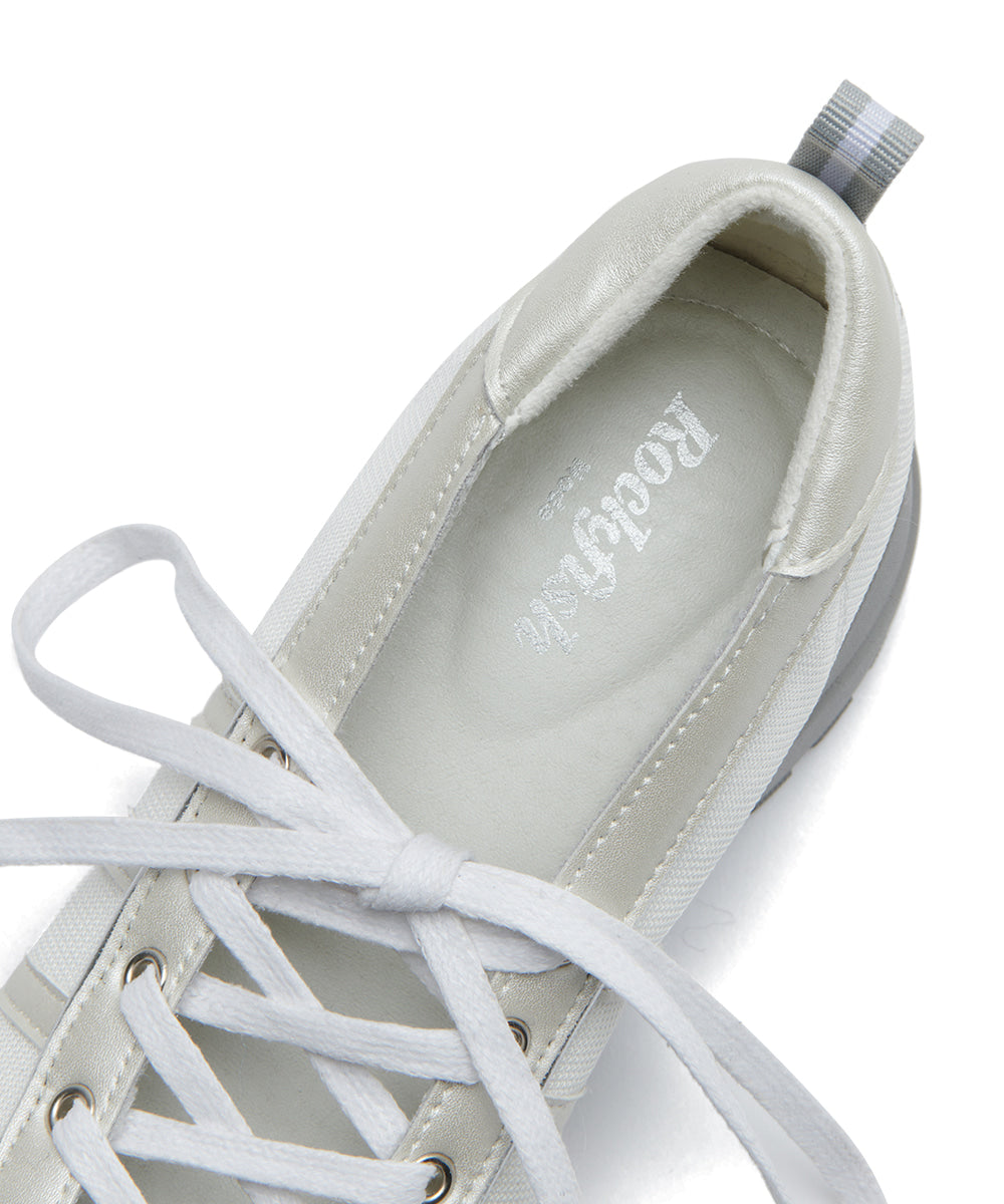 BLISS HEEL LACEUP SNEAKERS-CREAM PEARL