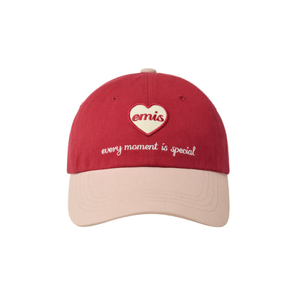 HEART WAPPEN TONE ON TONE BALL CAP-RED
