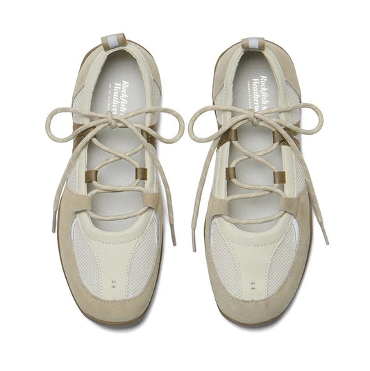 NICOLE WEAVING LACEUP SNEAKERS-BEIGE
